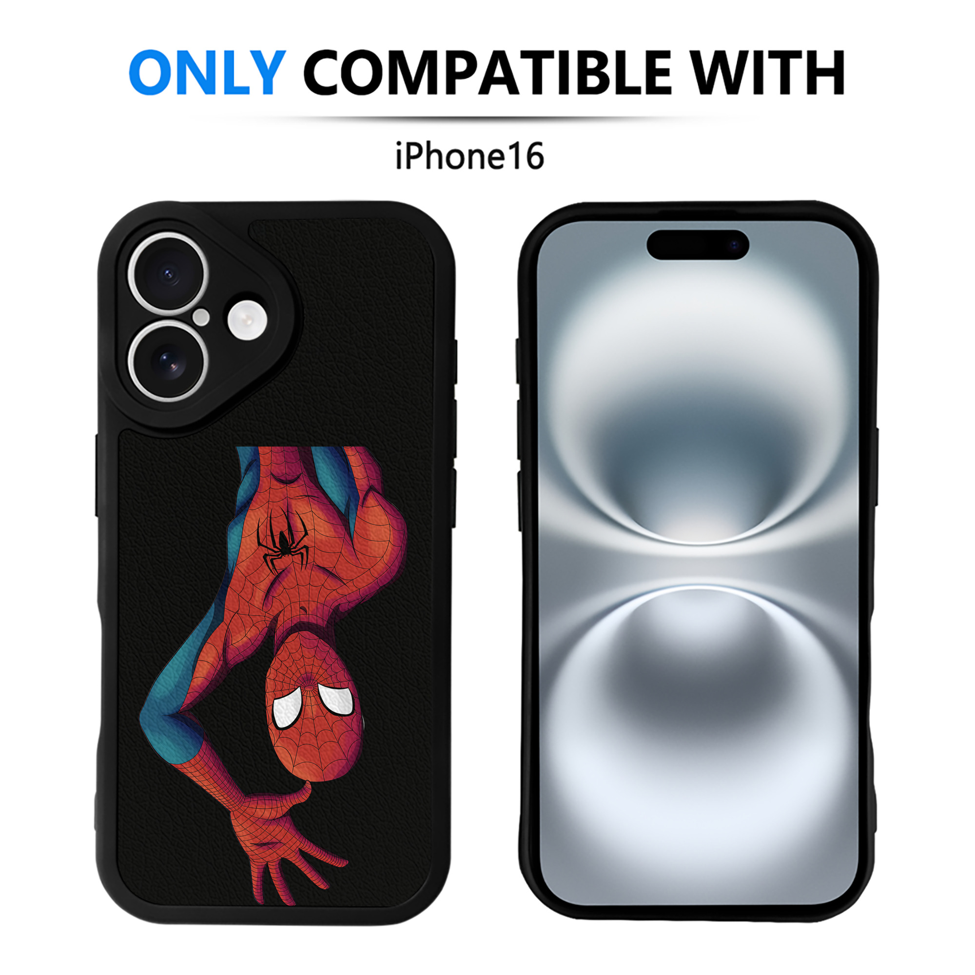 （画像用） Spider Man スパイダーマン 【iPhone 16シリーズ対応】シリコンスマホケース（レザー調） 材質：シリコン